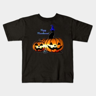 Witch Cat Wishes Happy Meowloween Kids T-Shirt